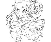 Coloriage Tanjiro f&eacute;roce au combat