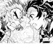 Coloriage Tanjiro Kamado au combat de rage
