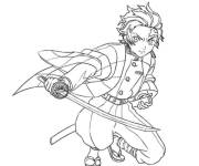 Coloriage et dessins gratuit Tanjiro Kamado au trait à imprimer