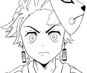Coloriage Tanjiro Kamado avec son masque