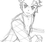 Coloriage Tanjiro Kamado dessin&eacute; &agrave; la main