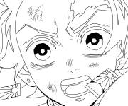 Coloriage Tanjiro Kamado en action
