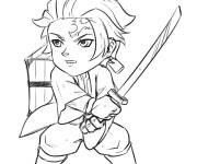 Coloriage Tanjiro Kamado en caricature