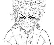 Coloriage Tanjiro Kamado en col&egrave;re