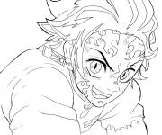 Coloriage Tanjiro Kamado en flame