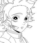 Coloriage Tanjiro Kamado en noir et blanc