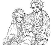 Coloriage Tanjiro Kamado et Sabito
