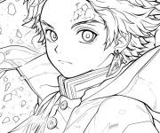 Coloriage Tanjiro Kamado, le beau tueur