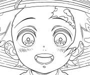 Coloriage Tanjiro Kamado portant un chapeau