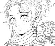 Coloriage Tanjiro Kamado surpris