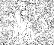 Coloriage Tanjiro, Nezuko et toues les personnages de l'anime