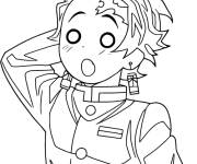 Coloriage et dessins gratuit Tanjiro perplexe à imprimer