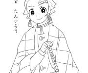 Coloriage Tanjiro portant la cape