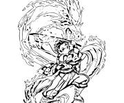 Coloriage Tanjiro pour le torrent d'eau tourbillonnante
