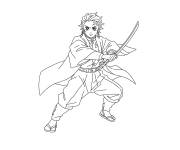 Coloriage Tanjiro protagoniste de combat