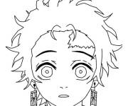 Coloriage Tanjiro se sent triste
