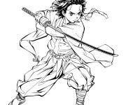 Coloriage Tanjiro tueur f&eacute;roce