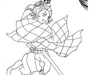 Coloriage Tanjiro utilise ses pouvoirs