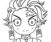 Coloriage T&ecirc;te de Tanjiro facile
