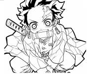 Coloriage Tueur Tanjiro Kamado drole