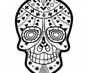 Coloriage Tatouage Cr&acirc;ne d&eacute;cor&eacute;