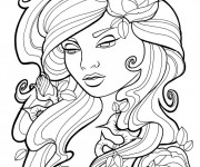 Coloriage Tatouage de Femme en vecteur