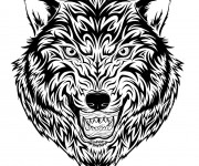 Coloriage Tatouage Loup