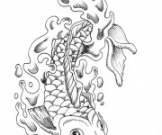 Coloriage Tatouage Poisson adorable
