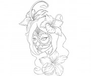 Coloriage Tatouage T&ecirc;te de Femme