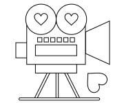 Coloriage Cam&eacute;ra vid&eacute;o sur le theme de a Saint-Valentin