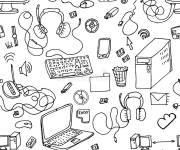 Coloriage Collection des outils de technologie