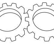 Coloriage Deux engrenages rotatifs 3D