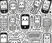 Coloriage Diff&eacute;rents types de t&eacute;l&eacute;phone intelligents