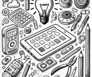 Coloriage El&eacute;ments de la technologie moderne