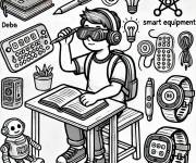 Coloriage Enfant portant un VR
