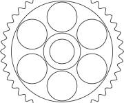 Coloriage Engrenage à 50 dents avec trous circulaires