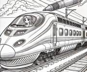 Coloriage Fille conducteur d'un train rapide