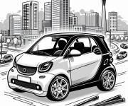Coloriage Illustration d'une voiture &eacute;lectrique