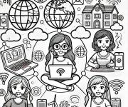 Coloriage L'internet et les outils de la technologie