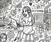 Coloriage La vie en technologie moderne
