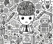 Coloriage Le cerveau de l'intelligence artificiel