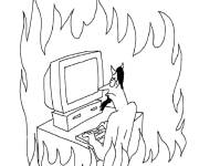 Coloriage Le diable sur ordinateur