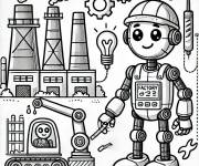 Coloriage Le robot dans l'usine