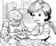 Coloriage Le robot qui aide l'enfant &agrave; apprendre