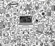 Coloriage Les outils de la technologie avec un ordinateur portable