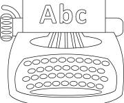 Coloriage Machine &agrave; &eacute;crire avec un texte