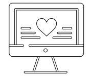 Coloriage Ordinateur avec un coeur sur l'&eacute;cran