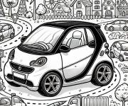 Coloriage Petite voiture éléctrique