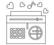 Coloriage Radio d'amour avec des chansons
