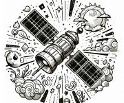 Coloriage Satellite sur le thème de la technologie